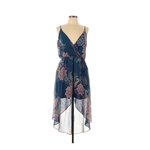 iZ Byer High Low Floral Motif Summer Dress - Picture 1 of 11